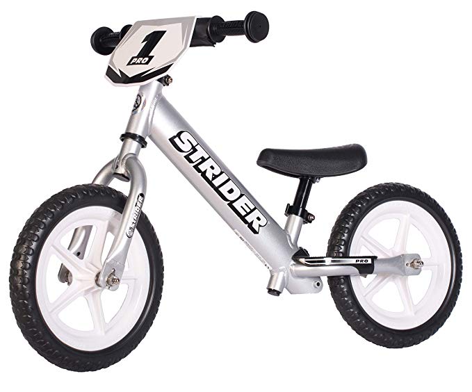 Strider - 12 Pro Balance Bike, Ages 18 Months to 5 Years, Silver