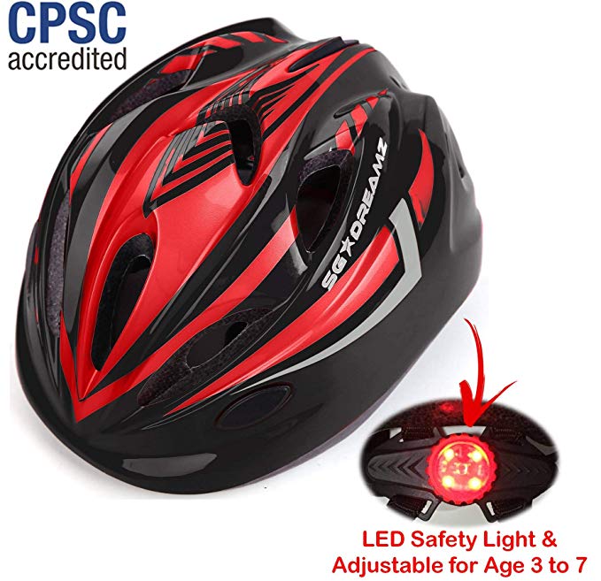 Kids Bike Helmet – Adjustable from Toddler to Youth Size, Ages 3 to 7 - Durable Kid Bicycle Helmets with Fun Racing Design Boys and Girls Will Love - CSPC Certified for Safety