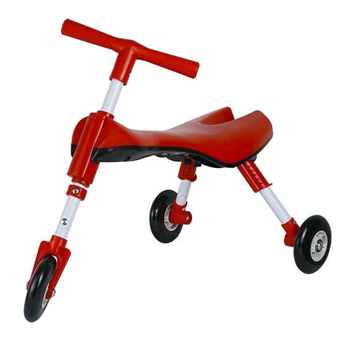 Medog Fly Bike SCOOTER BUG Foldable Toddlers Glide Tricycle Ride On Toy - Non Scratch Wheels - No Setup Required - IT under CPC OF CPSIA Three color(RED PINK BLUE) for choose