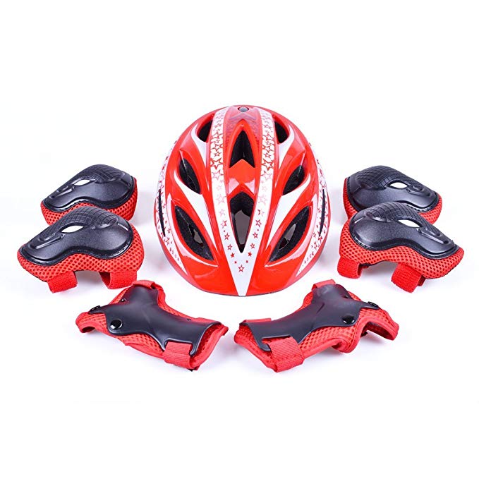 B'DAY SPORTS Kids Helmet Safety Protective Gear Set Knee/Elbow/Wrist Pads Cycling Skating Other Extreme Sports Activities - CPSC Certified Safety Comfort