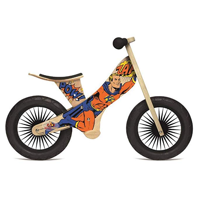 Kinderfeets Retro - Wooden balance bike with foot pegs, adjustable seat and EVA airless tires.