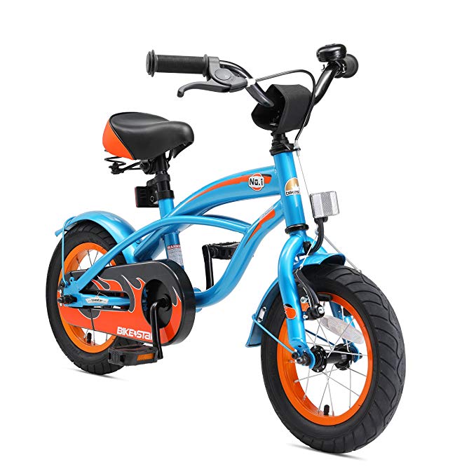 BIKESTAR Original Premium Safety Sport Kids Bike with sidestand and accessories for age 3 year old children | 12 Inch Cruiser Edition for girls/boys | Champion Blue