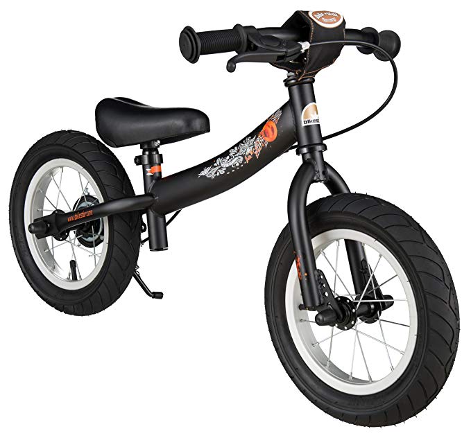 BIKESTAR Original Safety Lightweight Kids First Balance Running Bike with brakes and with air tires for age 3 year old boys and girls | 12 Inch Sport Edition | Diabolic Black