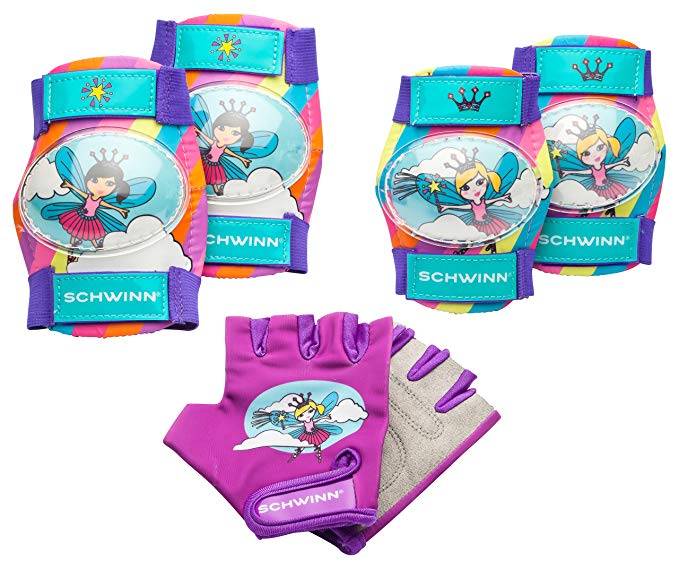 Schwinn Friends Child Glitter Knee & Elbow Pad Set with Gloves