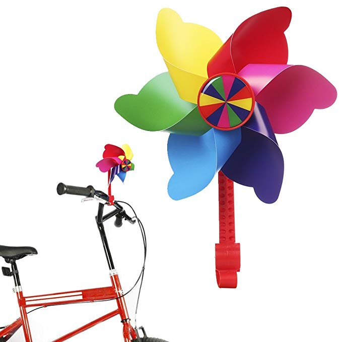 Bike Handlebar Flower Pinwheel for Kids, Mini-Factory Spinning Pinwheel Decoration for Kid's Bicycle - Easy Snap On