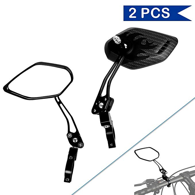 Bike Mirror, Veanic Universal Adjustable Rearview Handlebar Safety Glass Mirrors Lens for Mountain Road Cycling Bicycle Electric Bike - Pair