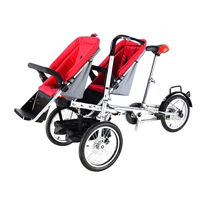 Tdogs Baby Stroller, Kids Tricycles One/Two Seat Folding Baby Bicycle Stroller Carrier Mom Bicycle Pushchair 3 to 5 Years