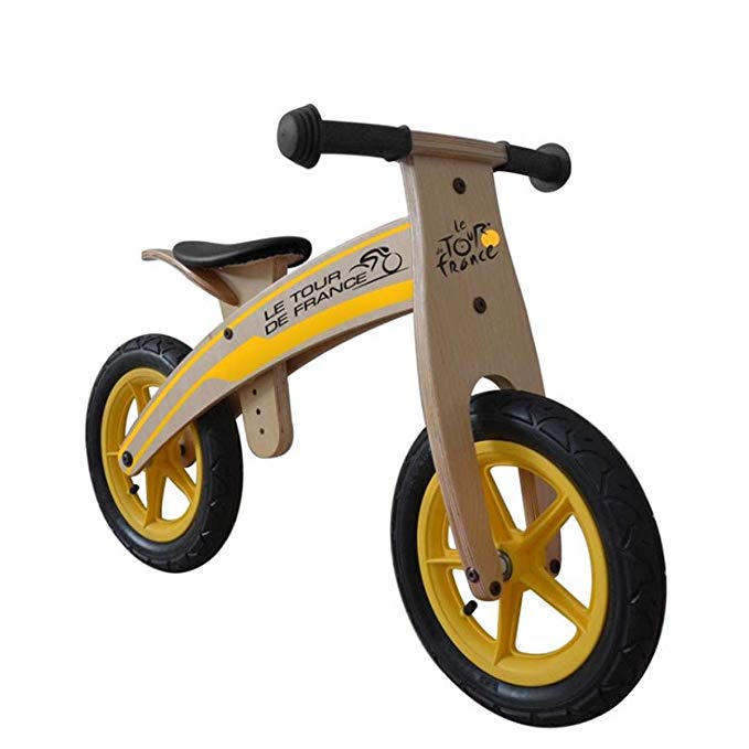 Tour De France Wood Running/Balance Bike, 12 inch Wheels, Kid's Bike, Wood Grain Color