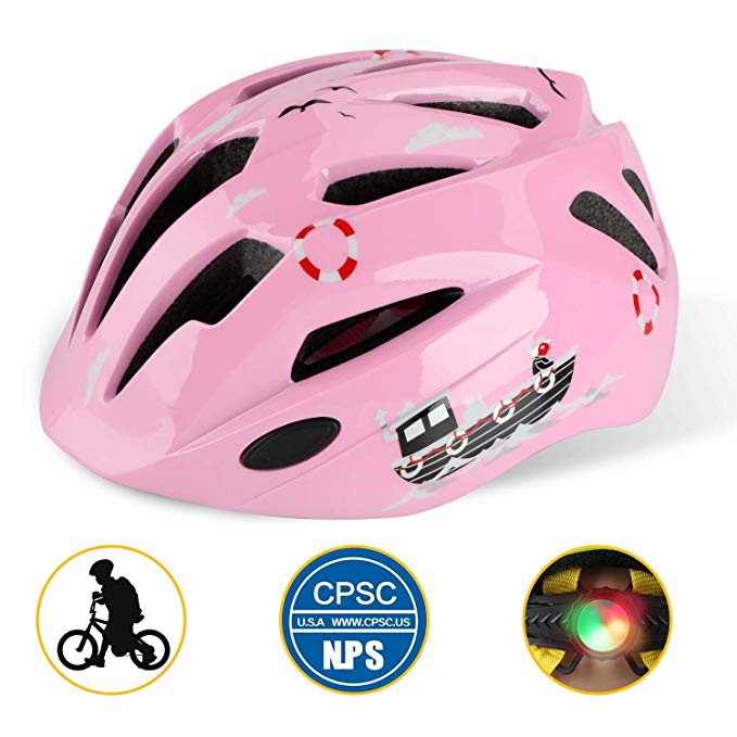 Shinmax Kids Bike Helmet, Adjustable CPC Certified Bike Helmets with Safety Light Protective for 3-8 Old Boys&Girls