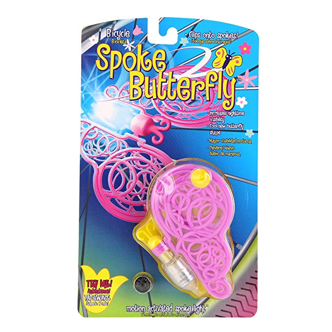 Tireflys Butterfly Flashing Bicycle Spoke Light - Pink and Yellow