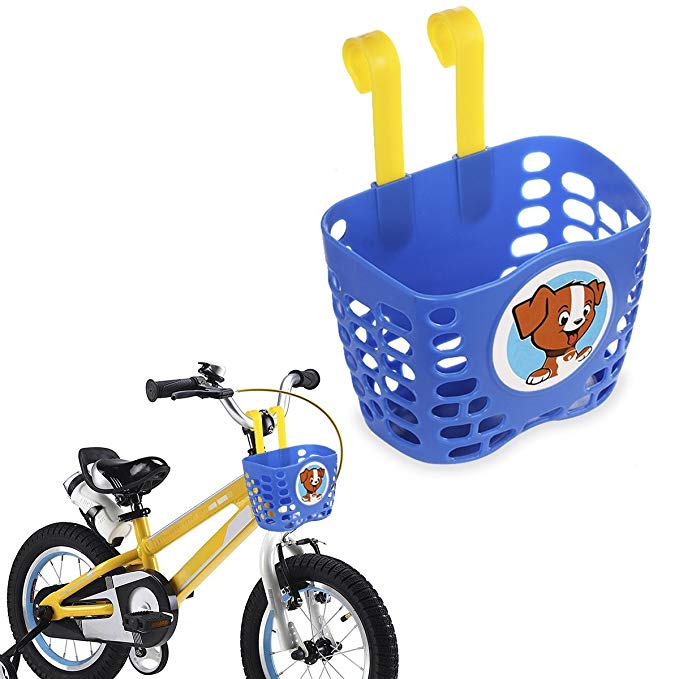 Mini-Factory Kid's Bike Basket, Cute Cartoon Pattern Bicycle Handlebar Basket for Boy (Blue)