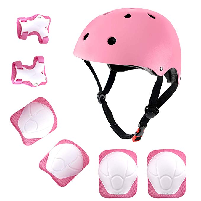 shuangjishan Kids Sport Protective Gear Set, Helmet and Pads of Wrist, Elbow, Knee, for Skateboarding, Skating, Scooter, Rollerblading, Cycling and Other Extreme Sports Activities