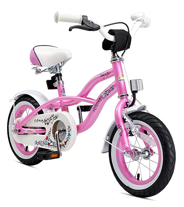 BIKESTAR Original Premium Safety Sport Kids Bike with sidestand and accessories for age 3 year old children | 12 Inch Cruiser Edition for girls/boys | Glamour Pink