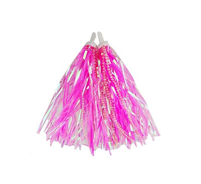 Scooter Bike Handlebar Streamers with Beads - Baby Carrier Accessories Kids Childrens Bicycle Trike Grips Sparkle Tassel Colourful Ribbons