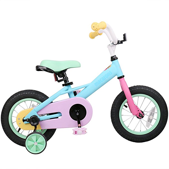 JOYSTAR Kids Bike with Training Wheels & Black Tire for 2-5 Years Girls, Child Bicycle, 12