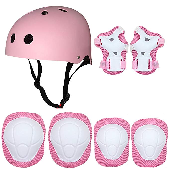 Kid's Protective Gear Set,Roller Skating Skateboard BMX Scooter Cycling Protective Gear Pads (Knee Pads+Elbow Pads+Wrist Pads+ Helmet)