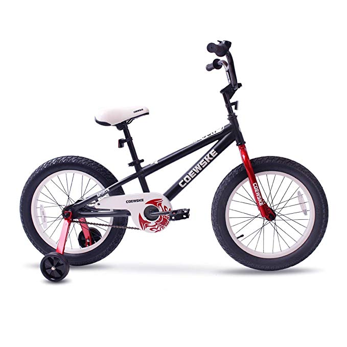 COEWSKE BMX Cycling Kid Bikes Children Sport Bicycle Snowbike Fat Tire for Girl and Boy 16-18 Inch with Training Wheel