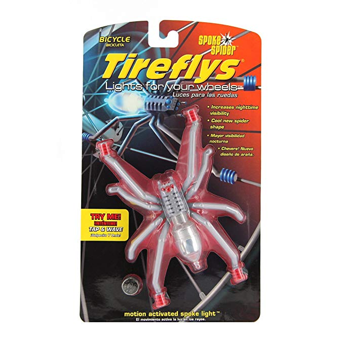 Tireflys Spoke Spider Motion Activated Bicycle Light- Silver/Red