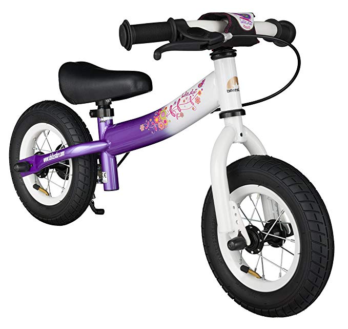 BIKESTAR Original Safety Lightweight Kids First Balance Running Bike with brakes and with air tires for age 2 year old boys and girls | 10 Inch Sport Edition | Candy Purple