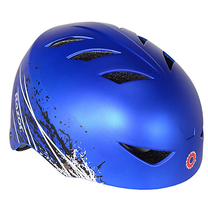 Razor Ambush Youth Kids Boys 8 - 14 Adjustable Bike Skate Scooter Helmet, Blue