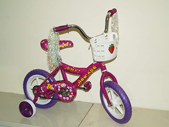 Children's Bicycle with Training Wheels (12-Inch Wheels) Purple & Pink