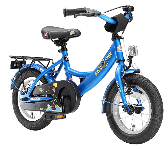 BIKESTAR Original Premium Safety Sport Kids Bike Bicycle with sidestand and accessories for age 3 year old children | 12 Inch Classic Edition for girls/boys | Adventurous Blue