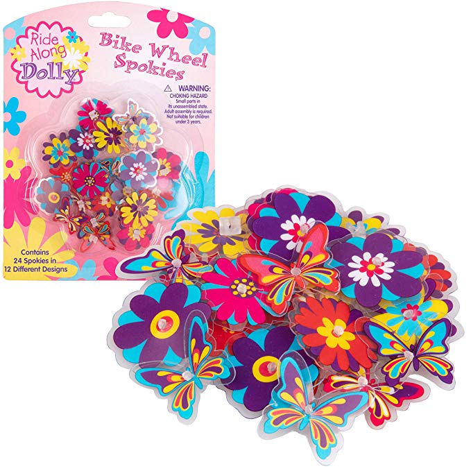 Ride Along Dolly Bike Wheel Spokies Flower Wheel Spoke Attachments (24 pcs - 12 Different Designs)