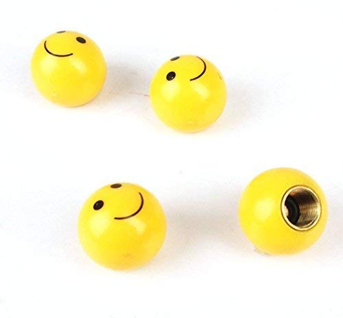 MM-Auto-USA Vehicle [Qty: 1] Set of 4 Yellow Smiley Face Shaped Tire Valve Stems