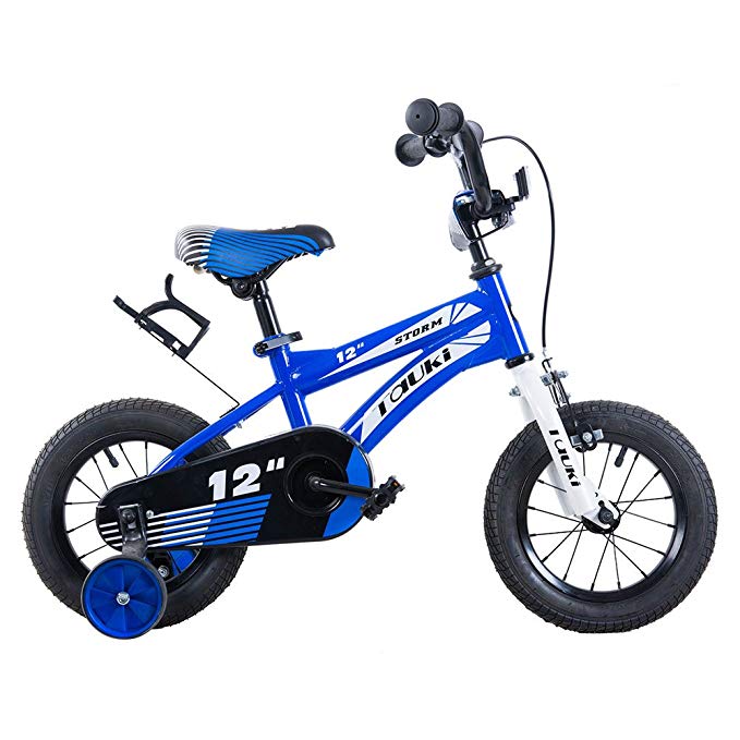 Tauki Kid BMX Freestyle Bikes for Boys and Grils, 12 Inch BMX Street/Dirt Bike with Hand Brake and Training Wheels, Yellow/Red/Blue/Red, 95% Assembled