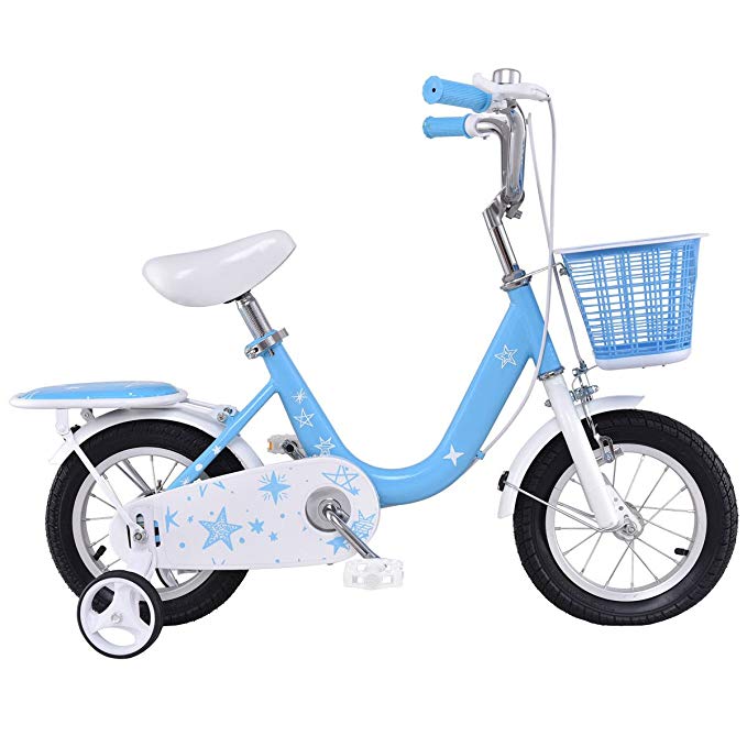 Goplus Kids Bike Boy's and Girl's Bicycle with Training Wheels and Basket for Kids, 12