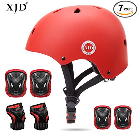 XJD Kids Helmet 3-8 Years Toddler Helmet Sports Protective Gear Set Knee Elbow Wrist Pads Roller Bicycle BMX Bike Skateboard Adjustable Helmets Kids